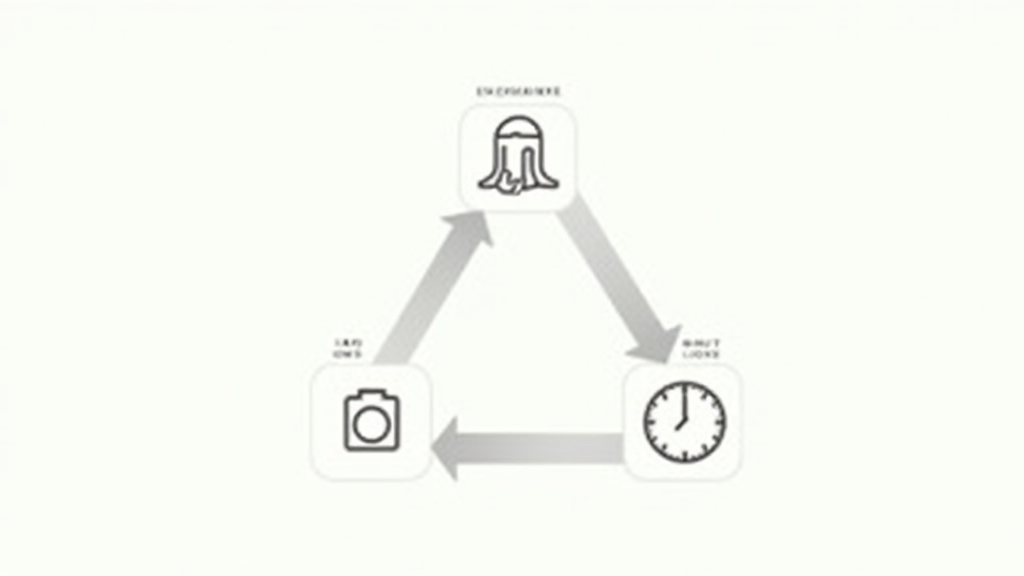 A digital illustration of the exposure triangle showing aperture, shutter speed, and ISO on a camera graphic.